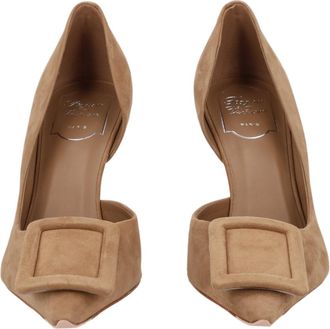 Roger Vivier Viv Ville Dorsay Pointed Toe Buckle Goat Leather Pumps