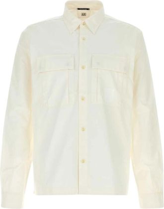 C.P. Company Poplin Overhemd - Heren - Casual Overhemden - Wit - XL - Katoen - Overhemden