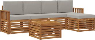 vidaXL Conjunto De Sof&aacute;s De Exterior 6 Uds. Gris Natural Y Claro Vidaxl