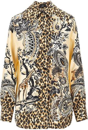 Etro Animalier Paisley silk twill shirt Woman 42
