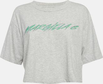 Maison Margiela Maison Martin Margiela Grey Printed Jersey Crop T-Shirt
