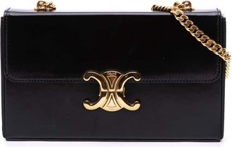 Celine Pre-owned Celine Shiny Calfskin Triomphe Chain Box Shoulder Bag Ladies C1I06513Q44OEV2J