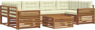 vidaXL Conjunto De Sof&aacute;s De Exterior 7 Uds. Natural Y Crema Vidaxl