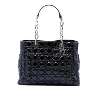 Dior Pre-owned Handbags, female, Black, Size: ONE SIZE Pre-owned Quilted Patent Leather Tote