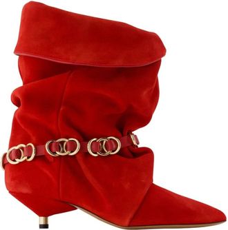 Isabel Marant Edrik Rings Boots - Dames - Laarzen met Hak - Rood - 39 EU - Leer - Schoenen