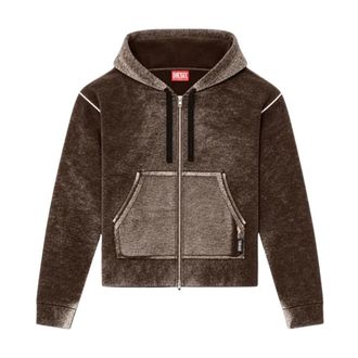 Diesel M-Hermine Gebreid Vest met Capuchon - Dames - Sweatshirts & Hoodies - Bruin - Maat: M Wol