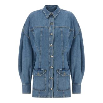 The Attico Kleedjes, Dames, Blauw, S, Katoen, Mini Jurk