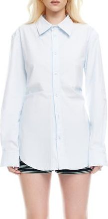 Lioness Naomi Pleated Cotton Shirt in Soft Blue at Nordstrom Rack, Size Small