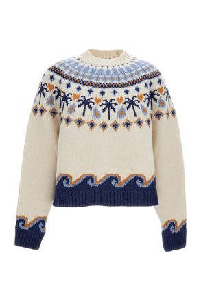 Alanui Nordic-Inspired Jacquard Knit Sweater with Ribbed Finish