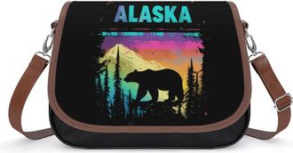 Generic Alaska State Proud Crossbody Bag Womens Handbag PU Message Bags Shoulder Purse with Adjustable Strap