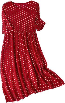 Generic Dresses for Women UK, Sun Dress Holiday Summer Casual A Line Short Sleeve Midi Beach Plus Size Flowy Boho Elegant Swing Crew Neck Sundresses Spring, E