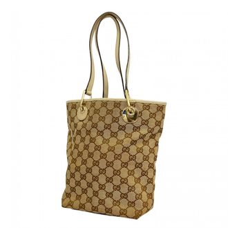 Gucci Beige Canvas Tote Bag (Pre-Owned)