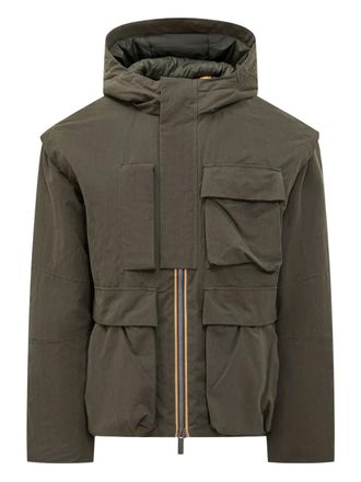 K-Way pocketed hooded jacket - men - Cotton/Recycled Nylon/Polyester - M - Green
