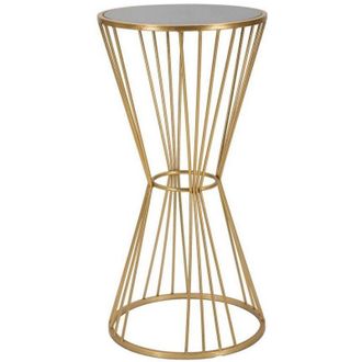 Dmora Tavolino da salotto Aldruda, Tavolo basso da caffè, Portariviste per divano, Ripiano da soggiorno, 40x40 h80 cm, Oro - Dmora