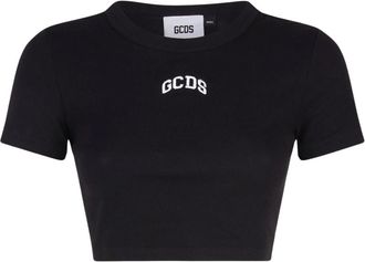GCDS Logo Cropped T-shirt - Dames - T-shirts - Zwart - S - Katoen - Tops