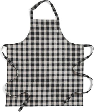 Solino Home Linen Apron 33 x 30 in for Dining Table, Holiday and Everyday Table Decor - Linen Bib Apron in Black And Cream at Nordstrom, Size Large