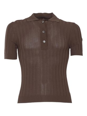 FILIPPO DE LAURENTIIS ribbed polo top - Brown
