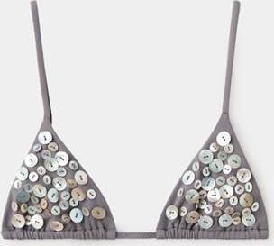 Mango Top bikini triangolare bottoni grigio - Donna - S - MANGO