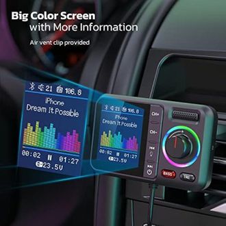 OEM Adaptador Bluetooth Para Coche Con Transmisor Fm, Bluetooth V5.0, Pantalla Grande, Compatible Con Llamadas Manos Libres, Siri Y Google Assistant, Repr
