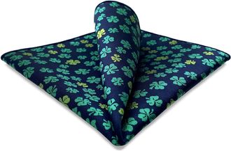 Shlax & Wing SHLAX&WING Clover Mens Pocket Square for Wedding Party Blue Green Handkerchief