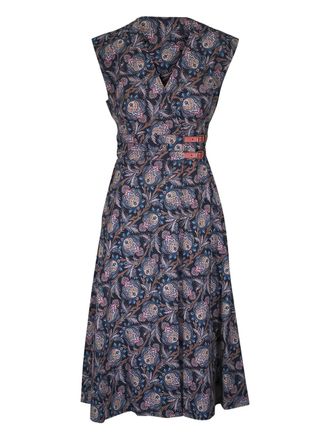 Veronica Beard Nilsen paisley-print midi dress - women - Cotton/Elastane - 12 - Black