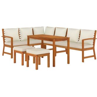 vidaXL Juego Comedor Jard&iacute;n Y Cojines 7 Piezas Madera Maciza Acacia Vidaxl