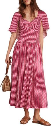 Mint Velvet Print Cape Midi Dress in Red at Nordstrom, Size 10