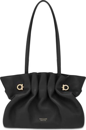 Ferragamo Shoulder Bags, female, Black, ONE SIZE, Black Tote Bag with Logo Stamp