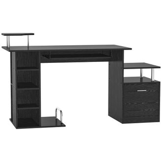 HOMCOM Scrivania Pc Moderna Con Cassetti Per Ufficio In Legno Nero - Homcom