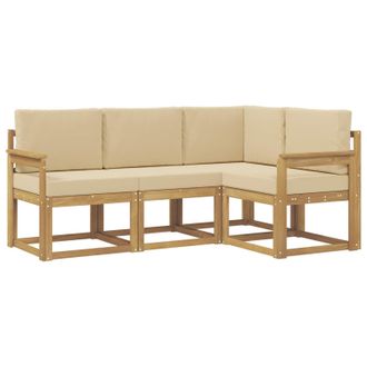 vidaXL Conjunto De Sof&aacute;s De Exterior Con Coj&iacute;n 4 Pcs Y Beige Vidaxl