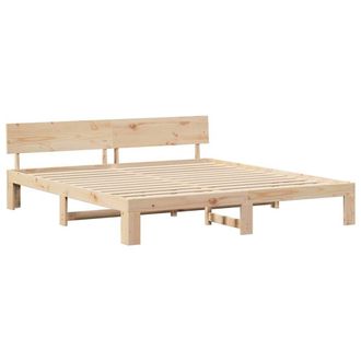 Berkfield Home Bed Frame with Headboard 200x200 cm Solid Pine Wood in Beige