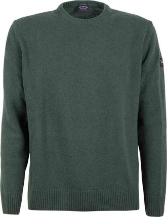 Paul & Shark Heritage Patch Ronde Hals Trui - Heren - Ronde hals truien - Groen - XL - Wol - Truien & Vesten