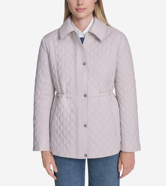 Cole Haan Womens Quilted Jacket - Grey Size Medium