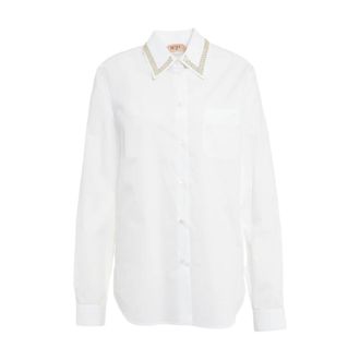 N°21 Shirts, female, White, Size: M Elegant White Blouse with Collar Embroidery