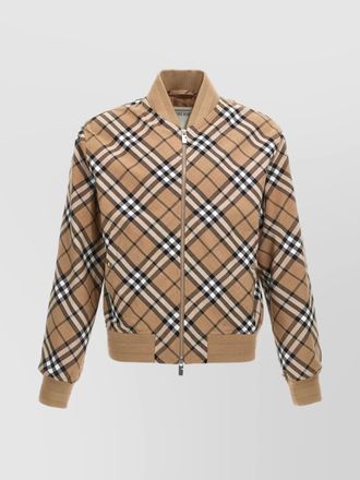 Burberry checked wool blend bomber jacket