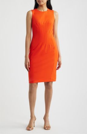 Anne Klein Jewel Neck Sheath Dress in Carrot at Nordstrom, Size 16