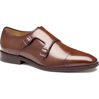 Johnston & Murphy Sullivan Cap Toe Double Monk Strap Shoe in Brown Italian Calfskin at Nordstrom Rack, Size 11