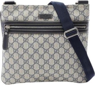 Gucci Pre-owned Vintage Canvas Shoulder Bag - Dames - Vintage Schoudertas - Blauw - ONE Size - Leer - Vintage