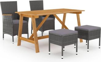 vidaXL Juego De Comedor De Jard&iacute;n De 5 Piezas Gris Vidaxl