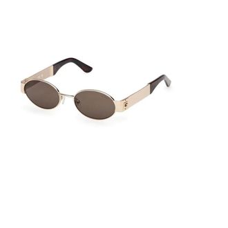 Guess Sunglasses, female, Yellow, Size: 50 MM Iris Oval Metal Sunglasses