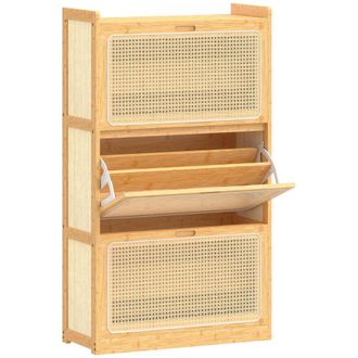 HOMCOM Zapatero estrecho 69x29x119.8 cm madera natural