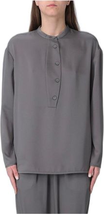 Emporio Armani Blusa in raso alla coreana - - Tops - Donna - Grigio - S