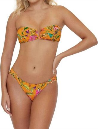 PQ Swim Wild Bloom Ruched Bikini Bottom In Orange Multi