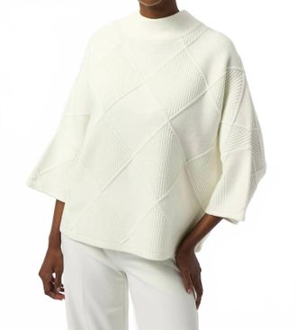 Joseph Ribkoff Textured Mock Neck 3/4 Sleeve Sweater In Winter White