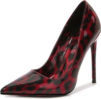 Generic Red,9.5 UK,Womens Slip On Pumps Pointy Closed Toe Stiletto high Heels Leopard Printed Wedding Party Prom Dress Shoes