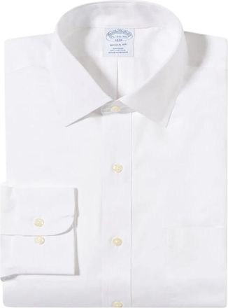 Brooks Brothers Regular Fit Non-Iron Oxford overhemd met Ainsley-kraag - Heren - Zakelijke Overhemden - Wit - S - Katoen - Overhemden