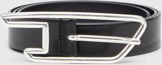 Diesel 3cm leather belt with D-logo buckle - Belts - Unisex - Black
