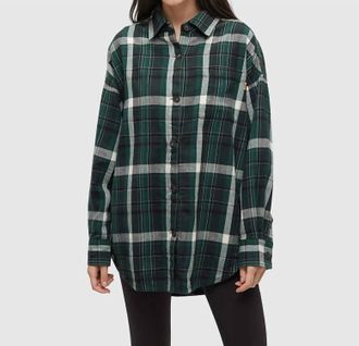 tentree Fernwood Flannel Shirt In Forest Pine/skyline Plaid