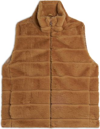 Freddy Gilet donna zip e collo alto in Pelliccia Sintetica rigata