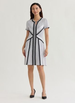Misook A-Line Monochrome Dotted Stitch Knit Dress in Black/white/grey at Nordstrom, Size Xx-Large